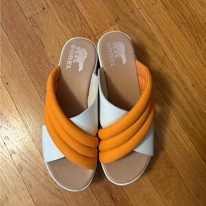 Sorel Women's Bold Orange and White Sandals